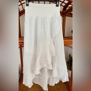 M Made In Italy White Linen Skirt NWT size small